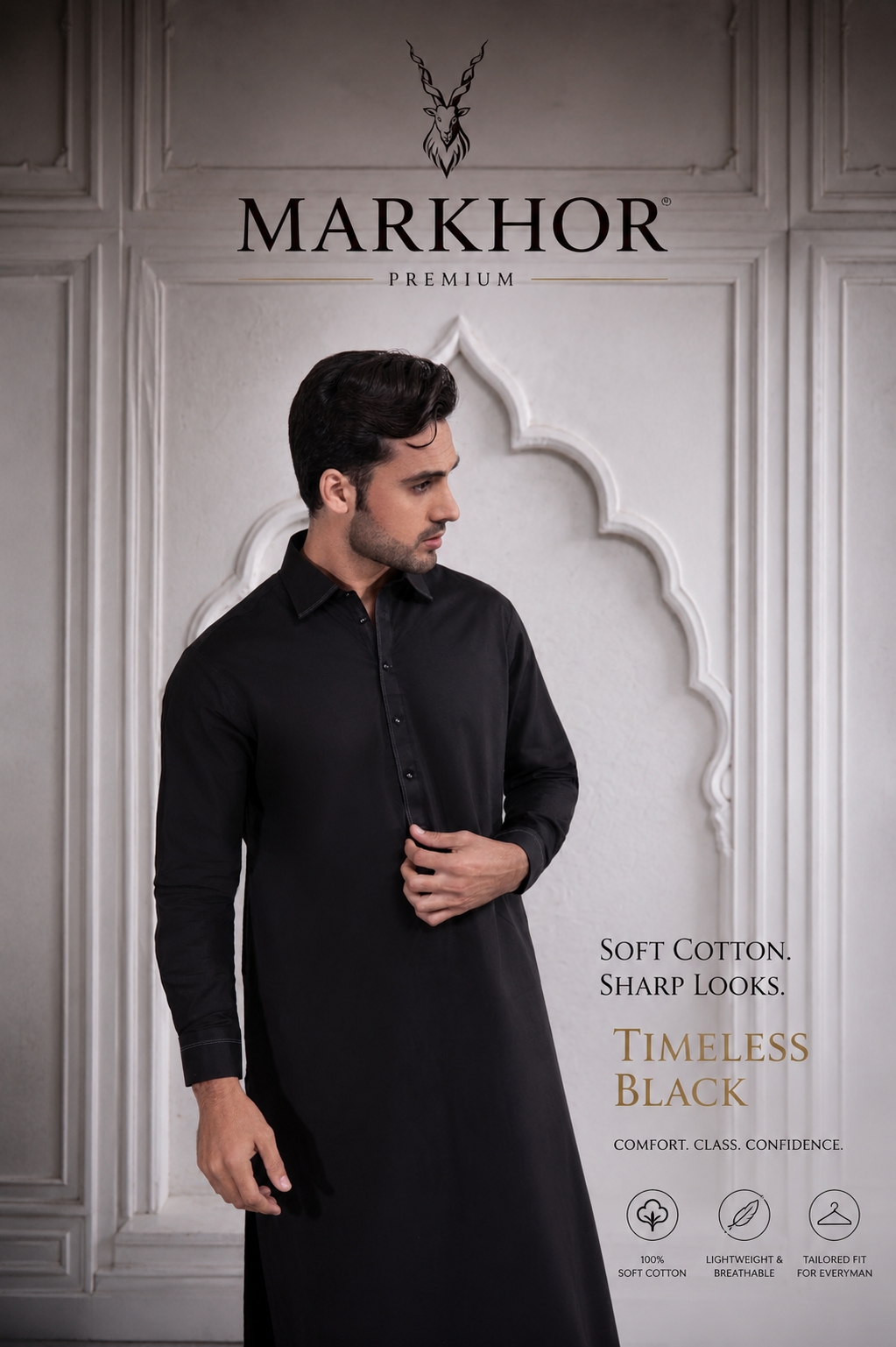 Black Soft Cotton Markhor Premium